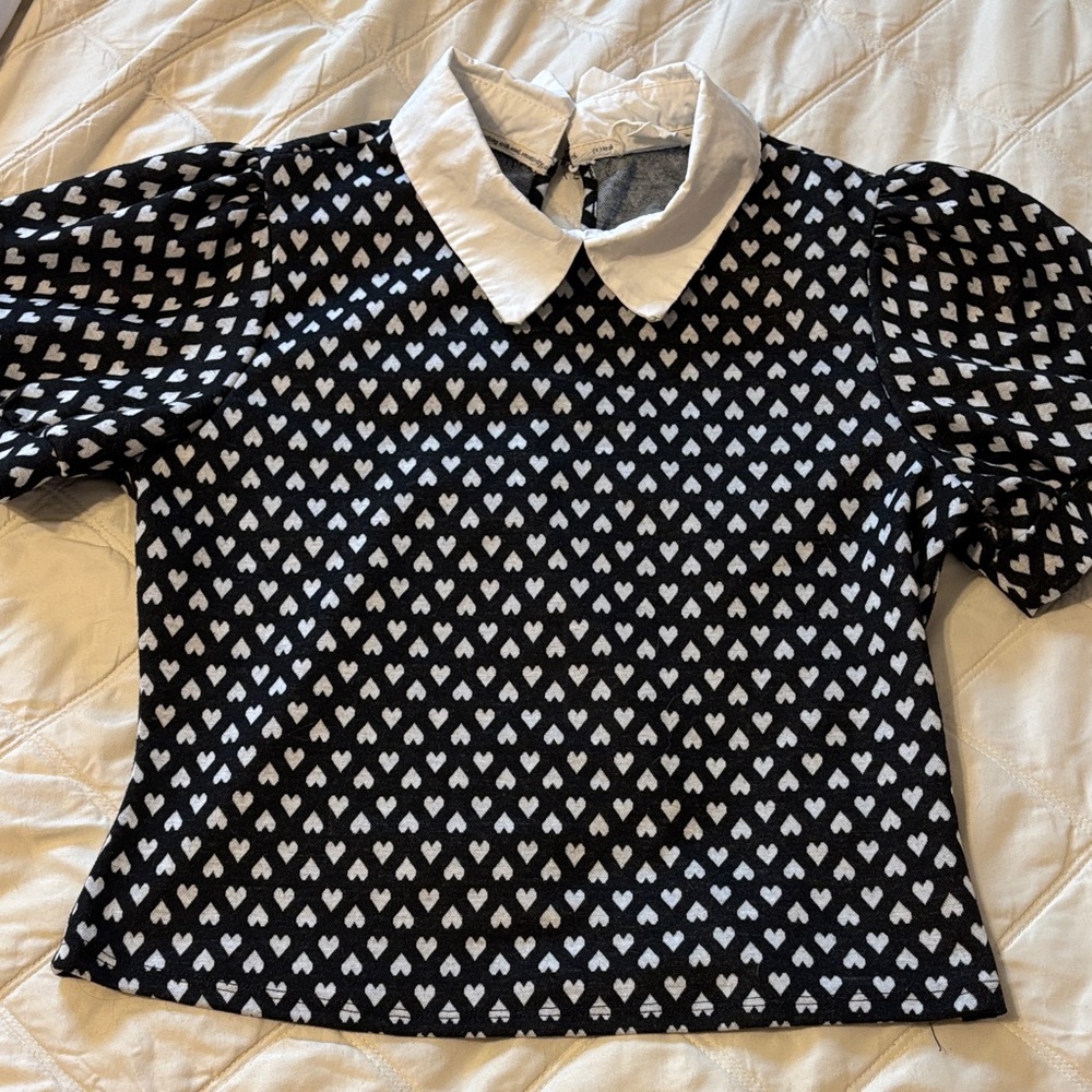 Meraki White and Black Patterned Top